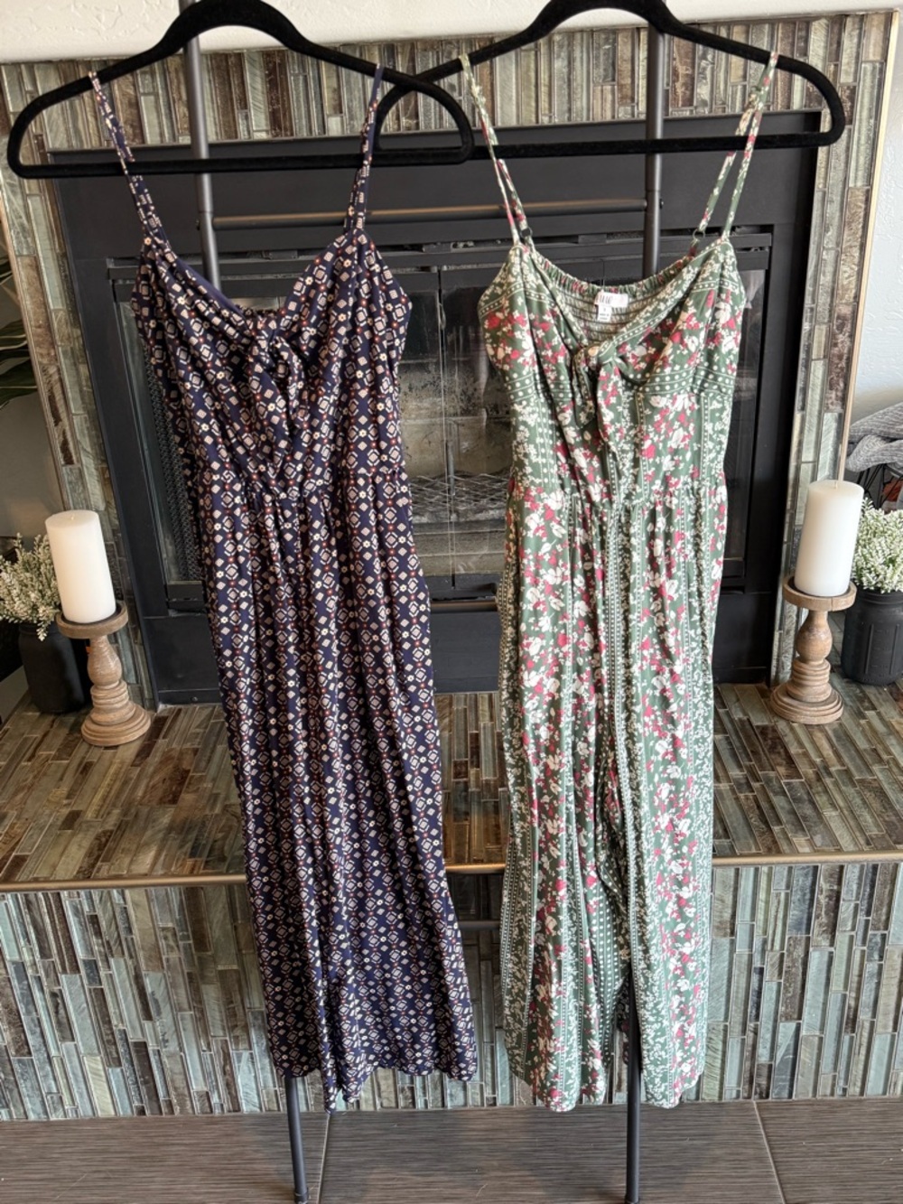 As U Wish Olive Green Floral Strapless Jumpsuit with Spaghetti Straps